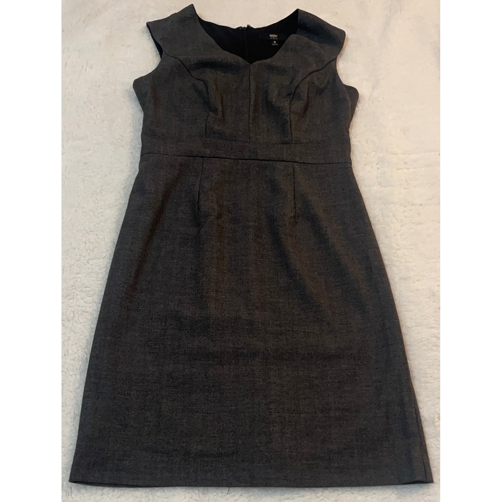 Mossimo Black Charcoal Grey Herringbone V-Neck Sheath Dress Womens 8 Office Work